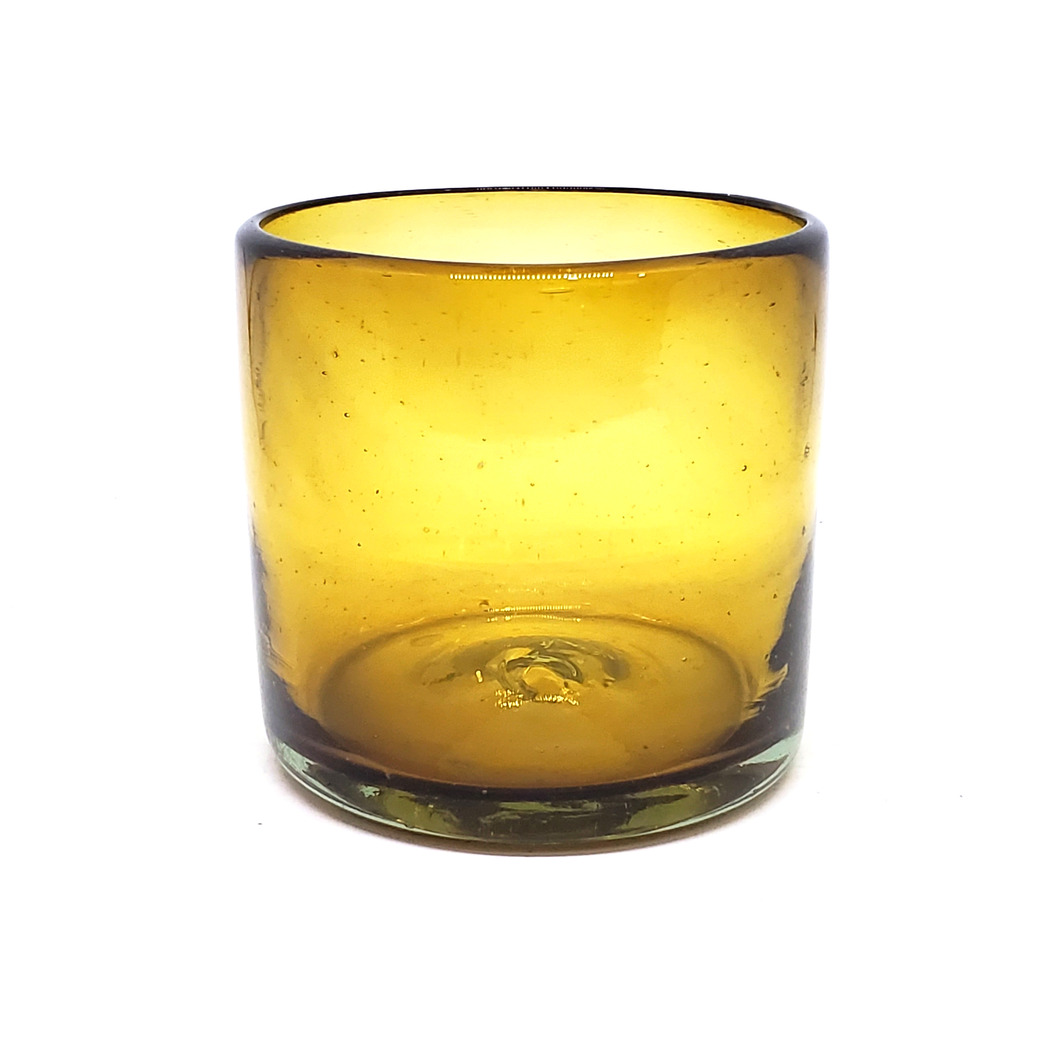 Colored Glassware / Solid Amber 12 oz Large DOF Glasses (set of 6) / Each 12 oz Large Double Old Fashioned Glass is made by hand from amber glass. No two glasses are the same, making these glasses the perfect mismatching set.
